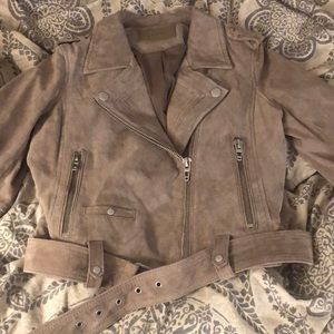 Blank NYC taupe genuine suede moto jacket